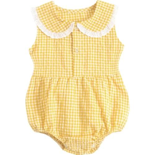 Sanlutoz Summer Toddler Clothes Cute Plaid Fashion Cotton Baby Girls Bodysuits Sleeveless