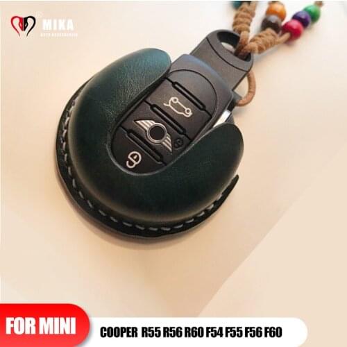 Leather Car Key Case Cover Keychain Protective Shell Holder Auto Accessories For Mini Cooper F54 F55 F56 F60 R55 R56 R60 Clubman