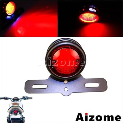 Motorcycle License Plate Bracket Taillight 12V LED Brake Tail Light for Harley Suzuki Kawaski Honda Triumph Cafe Racer Chopper
