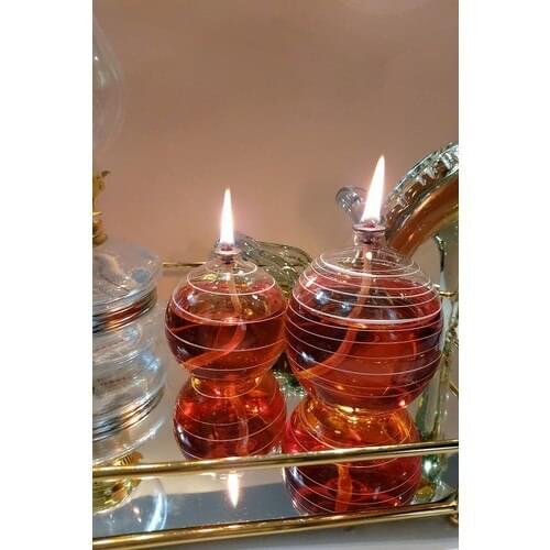 Viyale Store Moire Globe Glass Oil Lamp Dual Set