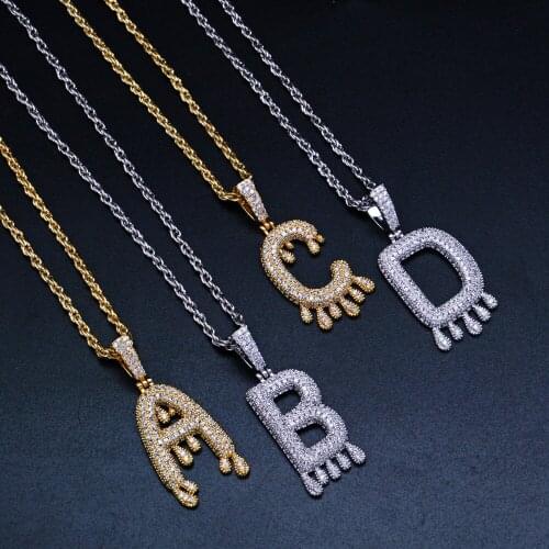 Fashion Iced Out A-Z Tassle Letters Pendant Necklaces For Men Women CZ Crystal Gold Silver Color Name Long Chains Jewelry Gift