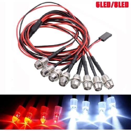 New 6 LED/8 led Light Kit 2 White 2 Red 2 Blue for 1/10 1/8 Traxxas HSP SCX10 D90 HPI RC Car RC Model Drift Car Headlight