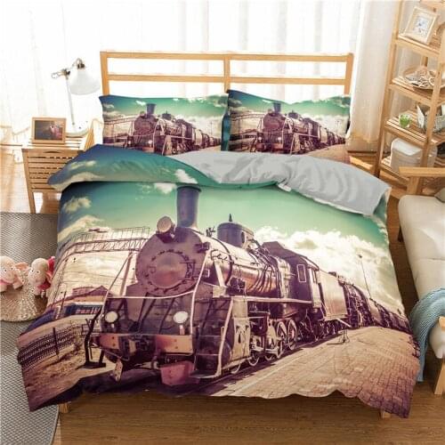 Train 3D Printed 2/3pcs Soft Quilt Cover / Duvet Cover Set Pillowcase Bedding Set Single Twin Full Queen King Size Home Textile