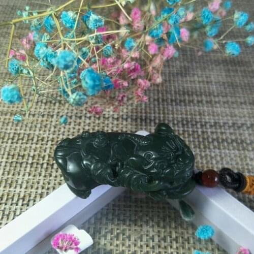 Natural HeTian Jade Hand Carving Wealth Pi Xiu Jade Pendant Jewelry Lucky Exorcise Evil Spirits Safety Amulet Fine Jewelry