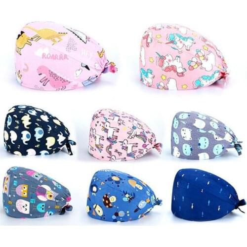 Adjustable Cotton Bandage Cap For Male And Famale Nurse Hat Print Sanitary Cap With Sweatband Surgicals Hat nurse accessories