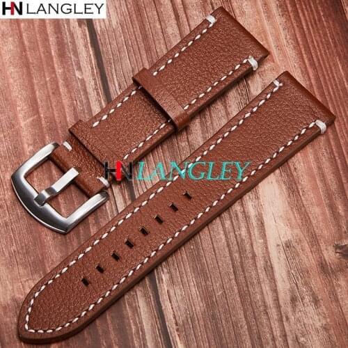 Genuine Leather Watch Bands 18mm 19mm 20mm 21mm 22mm Size Watch Replacement Strap Soft Vintage Cowhide Double-sided Top Layer