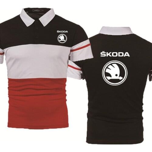 NEW Summer Fashion casual Mens short sleeve Skoda Car Logo Printed High Quality Cotton Gradient casual Mens polo shirt