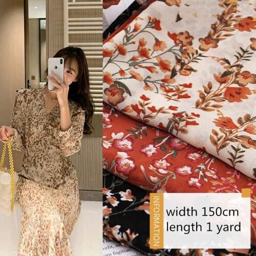 Chiffon Fabric Polyester Floral Printed Garment Dress Clothes Shirt Sewing Fabric