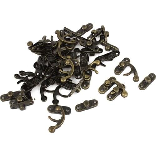 Antique Wood Box Latch Sets Case Lock Hinge, Bronze Tone, 20 Piece