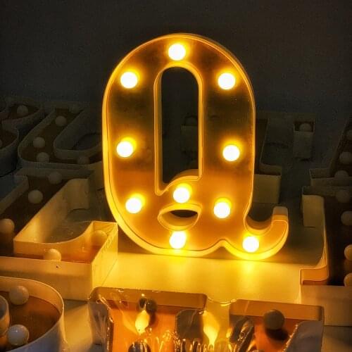 Letter Alphabet Golden LED Lights Luminous Number Lamp Battery Night Light for Home Wedding Birthday Christmas Party Decoration