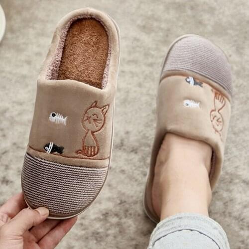 Cute Women Cotton Slippers Womens Indoor Non-slip Soft Bottom Warmth Home House Flat Shoes Autumn Winter Slipper Female Slides