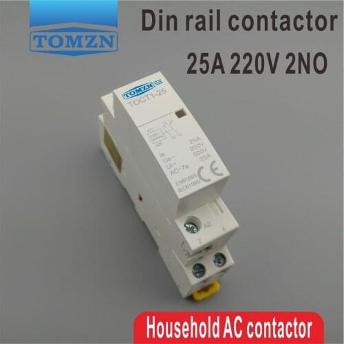 TOCT1 2P 25A 220V/230V 50/60HZ Din rail Household ac Modular contactor 2NO