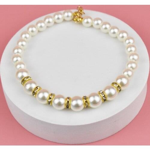 Cute Pet Dog Pearls Necklace for Chihuahua Collar for Small Dogs Pet Puppy Wedding Jewelry Accessories for Yorkies 25cm Length