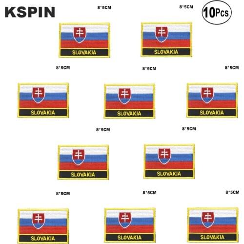Slovakia Flag Embroidery Patches Iron on Saw on Transfer patches Sewing Applications for Clothes in Home&Garden