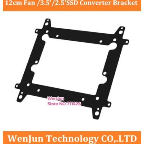 High Quality black metal 12cm Fan/3.5' /2.5' SSD hard disk conversion bracket for Desktop Case Support 3.5' 2.5'HDD/SSD/12CM fan