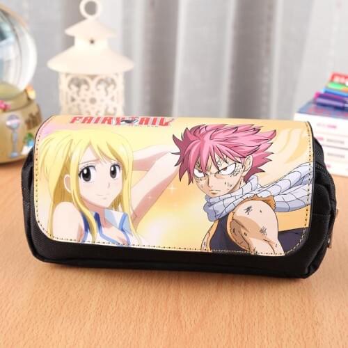 Japanese Anime Cosplay Fairy Tail Pencil Holder Bag Multifunction Cosmetic Bag Stationery Pouch with Zipper