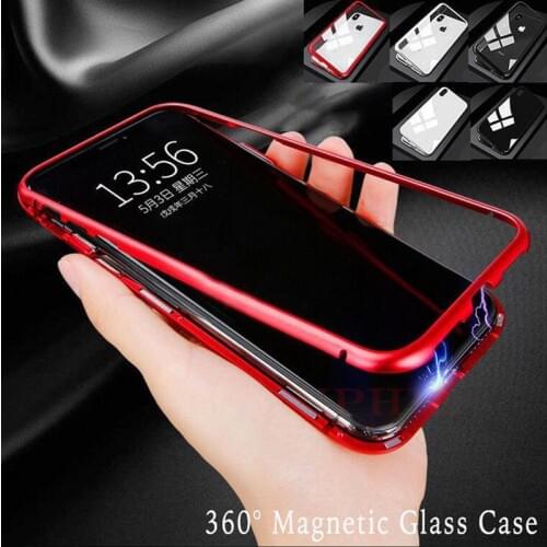 Tempered Glass 360 Full Magnetic Adsorption Bumper Shockproof Case For iPhone 12 11 Pro XS MAX XR X 8 7 6Plus Flip Magnet Cover
