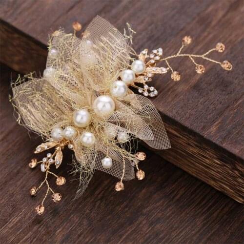 Pearl Headgear Bridal Dried Flower Headdress Hair Clips Lace Hairpins Women Headwear Elegant Jewelry Wedding Dress Accessories
