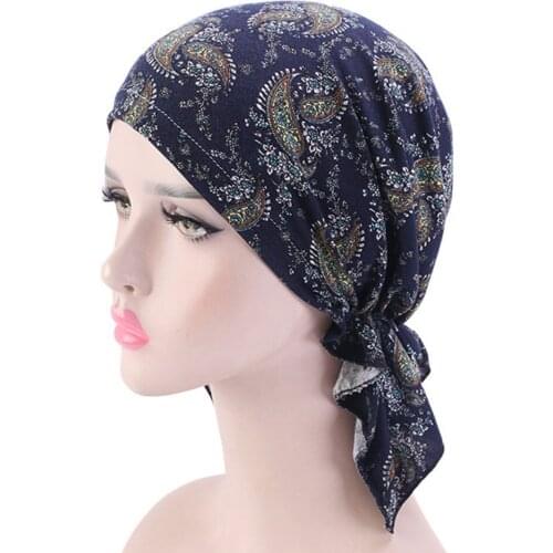 Women soft wrinkle head Scarf Chemotherapy cap Turban Pre-Tied Headwear Bandana