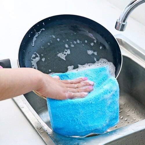 1PC Anti-grease Dish Cloth Bamboo Fiber Washing Towel Scouring Pad Magic Cleaning Rags Kitchen Household Supplies Cleaning Tools