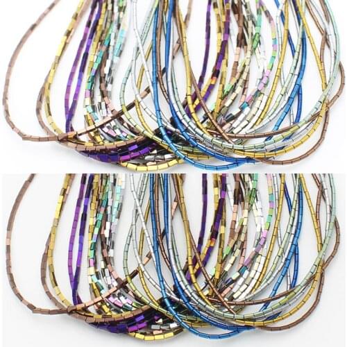 130pcs,1x3mm Natural Hematite Tube/Rectangle Loose Beads 16inch/98pcs,Beads For DIY Jewelry Making,He64