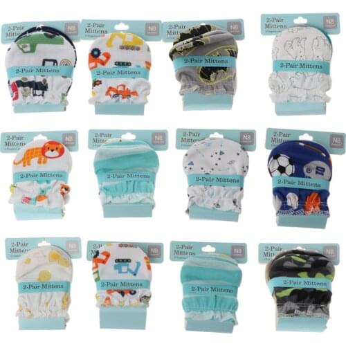 2Pairs Fashion Baby Anti Scratching Gloves Newborn Protection Face Cotton Scratch Mittens