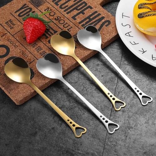 304 Stainless Steel Spoon Creative Hollow Heart-shaped Spoon Ice Cream Coffee Stirring Spoon Fashion Small Gifts