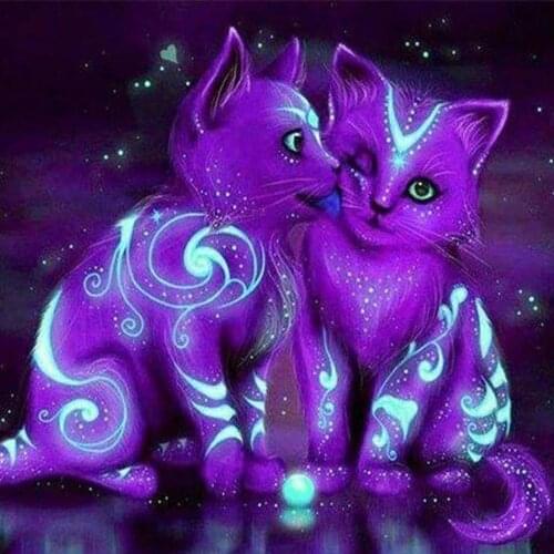 5D DIY Diamond Painting Animals Fantasy Cat Cross Stitch Kit Full Drill Square Embroidery Mosaic Art Picture of Rhinestones Sale