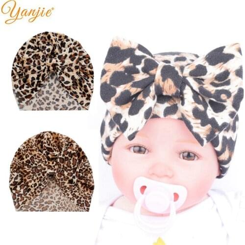 Leopard Print Velvet Headband For Baby Girls Spring Turban Cute Hair Bows Newborn Infant Hat Kids Head Wrap Hair Accessories