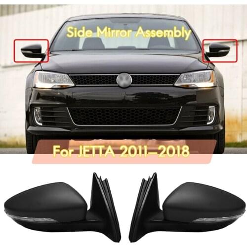 Side Rear View Mirror Assembly Power Glass Heated Turn Signal Foldable 8 Wires for JETTA 2011 - 2018
