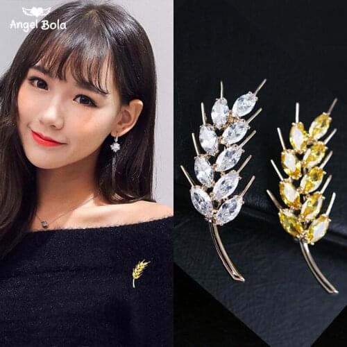 Copper Wheat 4.5*1.7cm Brooches for Women and Men Fashion Wedding Brooch Gift Scarf Pins Fashion Gifts Drop Shipping