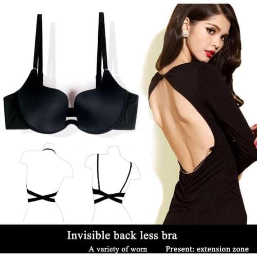 Backless bra Push Up Sexy Women Lingerie U Bras Underwear Deep U Low Cut Intimates Female Breathable Bralette D cup
