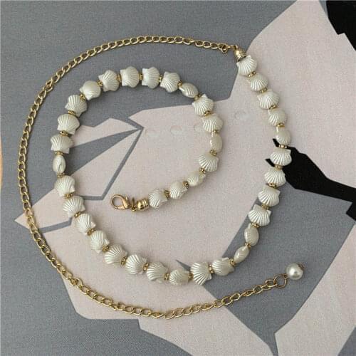 1Pcs Waist Chain Pearl Conch Sexy Metal Ladies Ornament Jeans Dress Decoration Bikini Nice Gift Accessories White