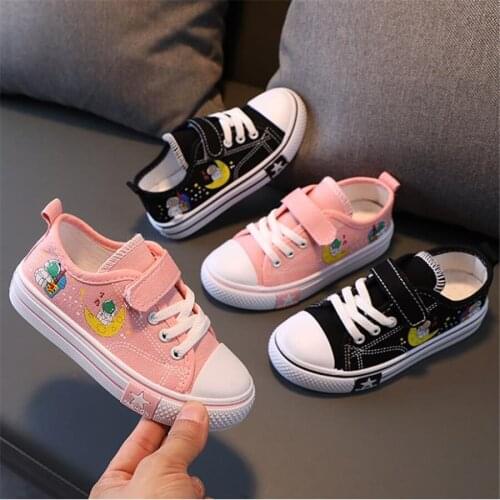 Disney cartoon canvas soft bottom of new fund of 2021 autumn damping Velcro cuhk childrens low canvas shoes
