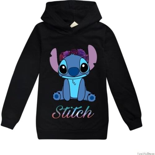 Stitch Childrens Clothing Sweatshirts For Boys Cotton Baby Hoodie Kids Toddler Girl Clothes 2021 Christmas Outfits