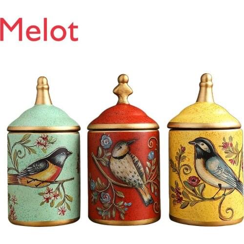 Retro Moisture-Proof Storage Tank Candy Box Decoration with Lid Home Ceramic Pot Chinese Sealed Tea Pot