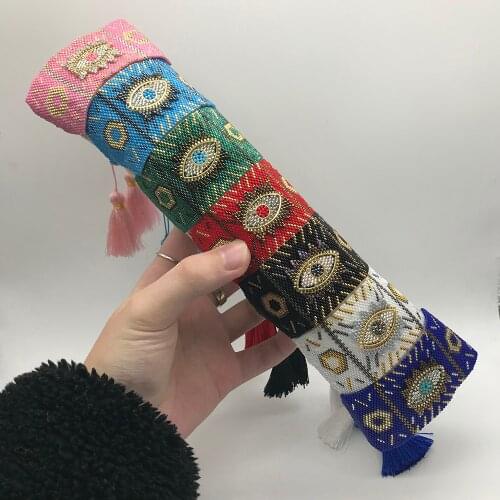 BLUESTAR Turkish Evil Eye Bracelet Evil Eye Bracelet Women Fashion Pulseras Jewelry Handmade Woven Tassel Jewellery