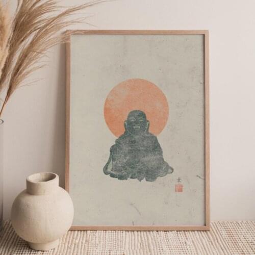Buddha Art Print Vintage Poster Zen Wall Pictures Decoration Traditional Japanese Canvas Painting for Living Room Home Decor