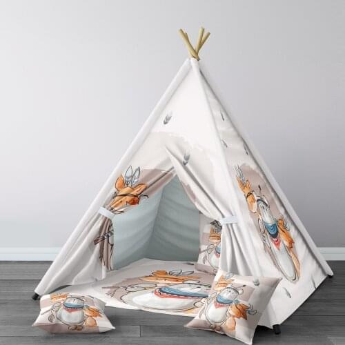 Play Tent for Kids Wigwam Portable Indoor Playground Tents Children Bedrooms Brown Bear Feather Fox Model 287
