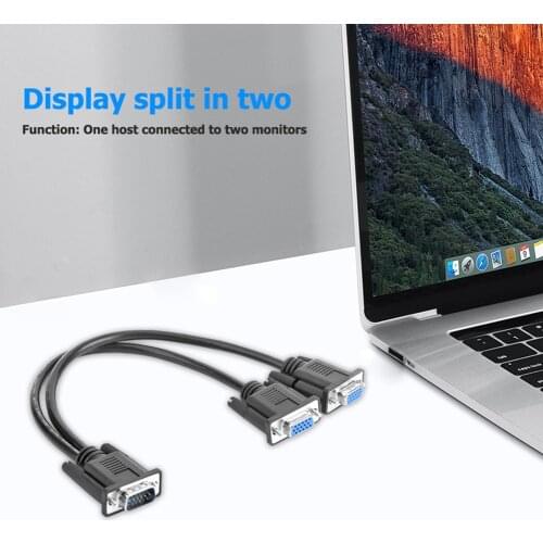 Female Splitter Cable Monitor Adapter 15 Pin VGA Male to 2 Audio Cable Cord Microphone Mixer Video Lead for PC TV