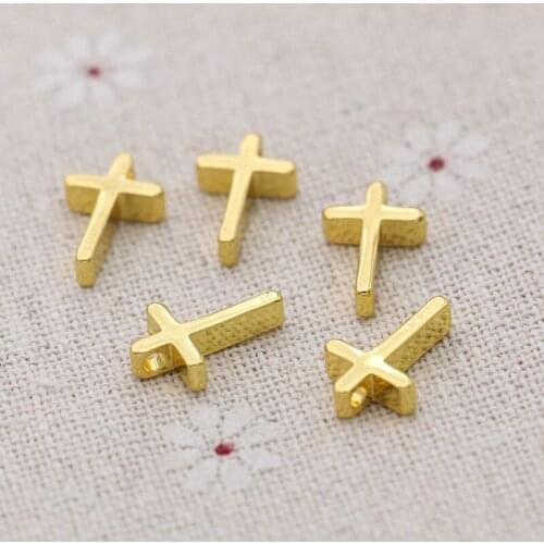 Copper Cross Jesus Spacer Beads Gold Color Loose Beads for Jewelry Making Bracelet Necklace Jewelry Accessories DIY 13x8mm 10pcs