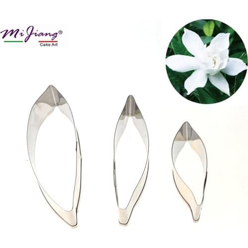 Mijiang Stainless Steel Gardenia Leaf Petal Cutters Set DIY Fondant Sugar Pasty Cookie Slicers Mould Cake Decorating Tools A343