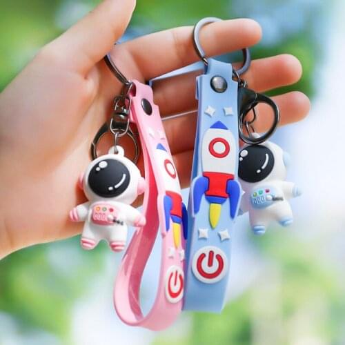 Cute Space Astronaut Rocket Planet Key Chain Spaceman Universe Metal Key Ring For Men Women Anime Car Accessories