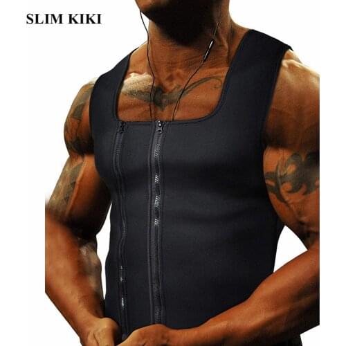 Sweat Men Waist Trainer Vest Hot Neoprene Sauna Suit Corset Body Shaper Zipper For Weight Loss Slimming Belt Top Underwear