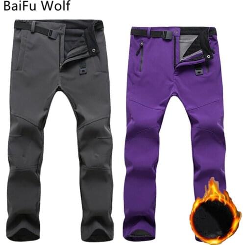 New Winter Softshell Fleece Pants For Men Women Outdoor Waterproof Hiking Camping Trekking Skiing Climbing Male Sport Trousers