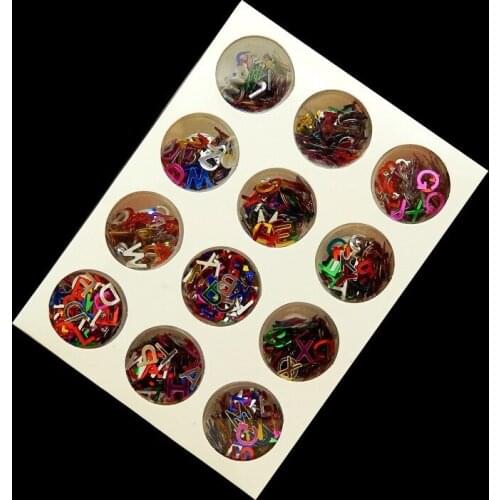 Wholesale Nail sticker decorations letters small multicolore sequin flash chip letter patch Decoration 100sets/lot free shipping