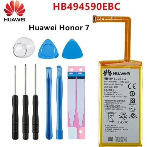 Hua Wei 100% Orginal HB494590EBC 3000mAh Battery For Huawei Honor 7 Glory PLK-TL01H ATH-AL00 PLK-AL10 G628 Batteries +Tools