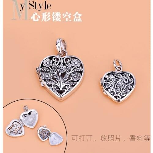 S925 sterling silver necklace can open hollow sachet, heart shape can put photos, pendant can be sent to girlfriend, small desig