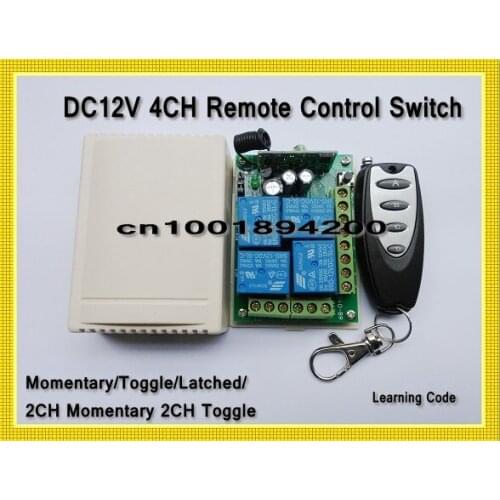DC12V 4CH Remote Control Switch Wireless Receiver&Transmitter Momentary Toggle Latched LED SMD ON OFF Remote Switch Learning