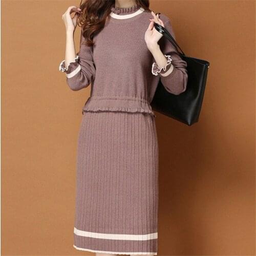 Winter Casual Sweater Dresses For Women 2020 Autumn New Long Sleeve Knitted Dress Ladies Blue Black Pink White Dress